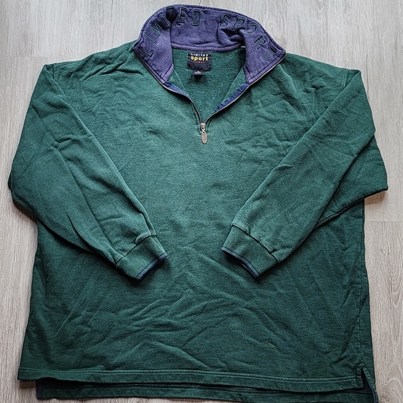Men's VTG Limited Sport Quarter Zip Sweatshirt XL green / blue - Picture 2 of 5